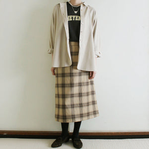 台形: beige x brown check