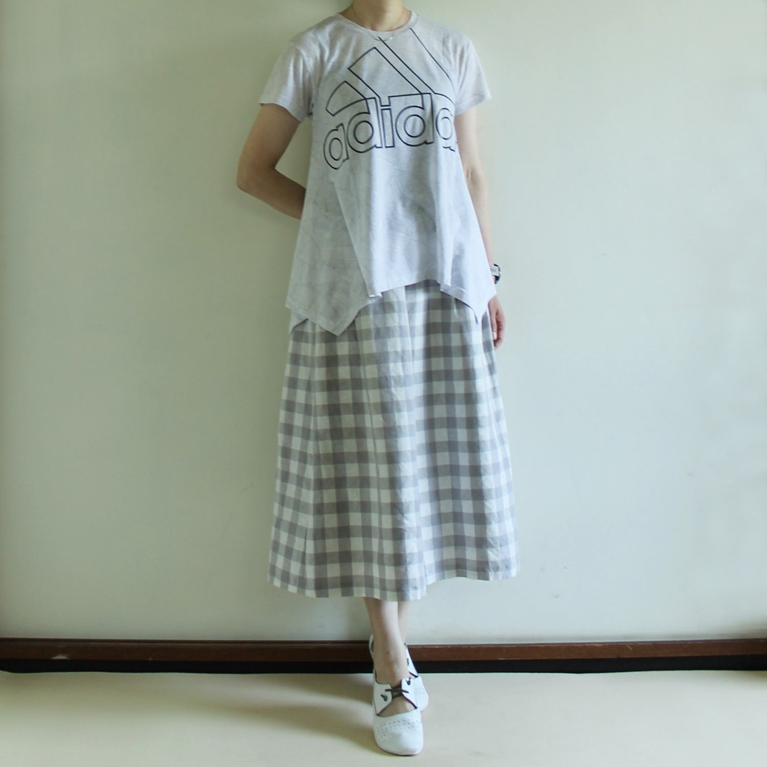 millon: gingham check gray x white