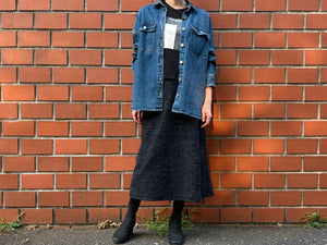 台形: knit jacquard navy x black