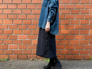 台形: knit jacquard navy x black