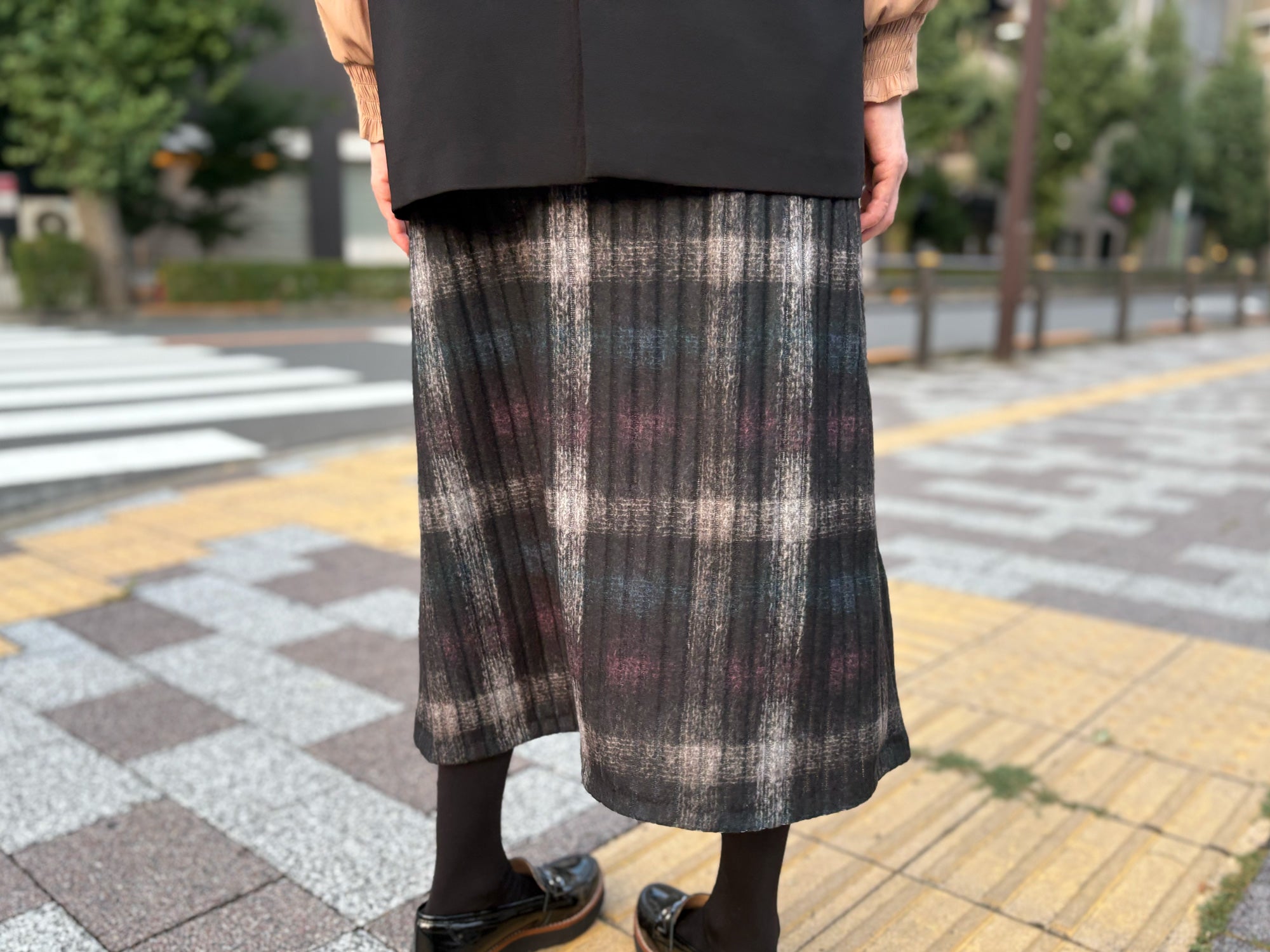 台形: mohair knit check