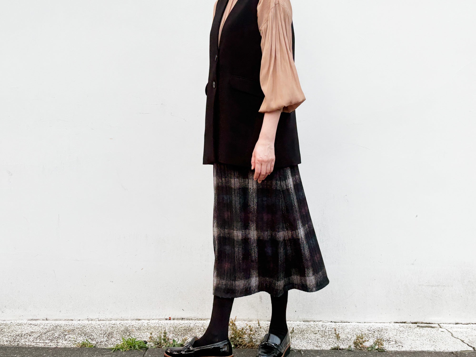 台形: mohair knit check