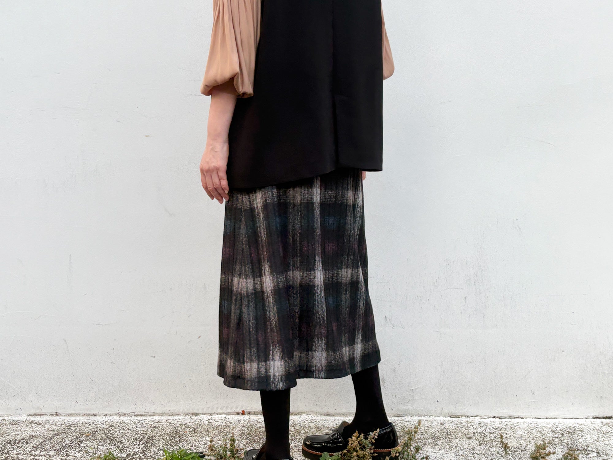 台形: mohair knit check