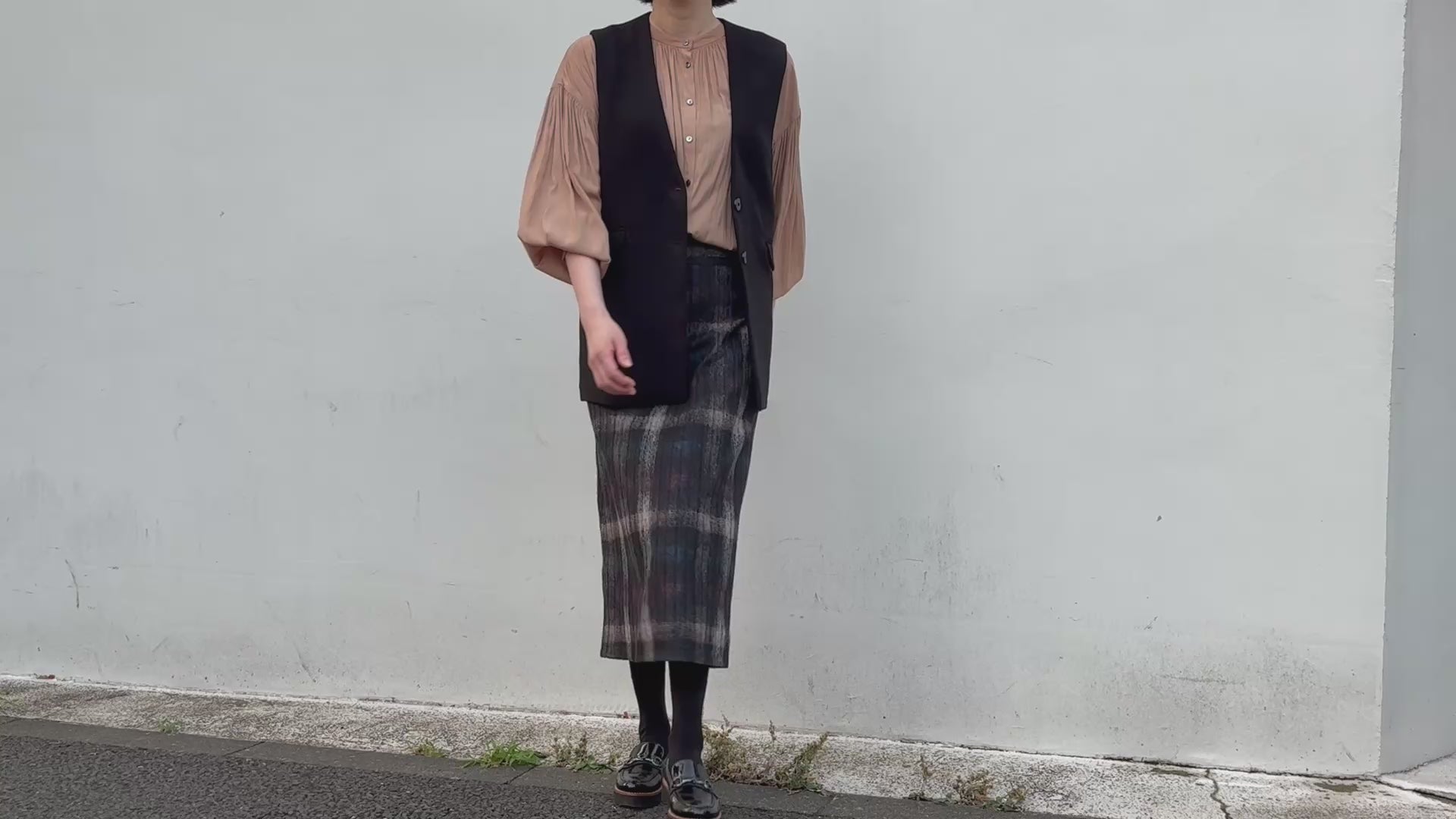 台形: mohair knit check